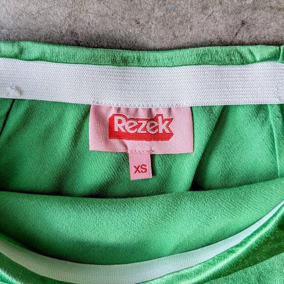 Rezek Studio Emerald Green Satin Shimmy Skirt size XS - Picture 6 of 10